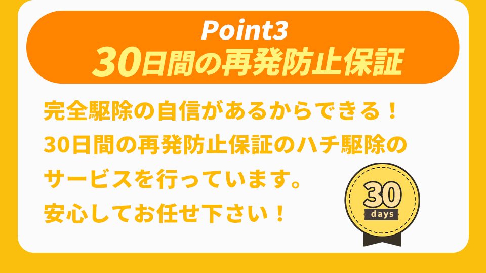 30日間の再発防止保証
